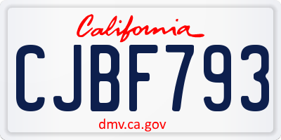 CA license plate CJBF793