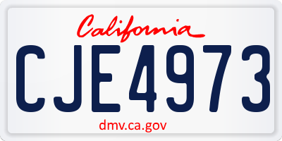 CA license plate CJE4973