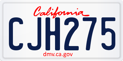 CA license plate CJH275