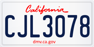 CA license plate CJL3078