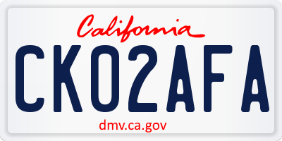 CA license plate CK02AFA