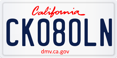 CA license plate CK08OLN