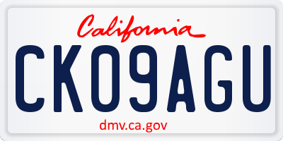 CA license plate CK09AGU