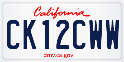 CA license plate CK12CWW