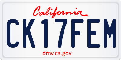 CA license plate CK17FEM