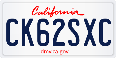 CA license plate CK62SXC