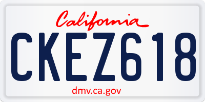 CA license plate CKEZ618