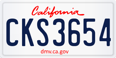 CA license plate CKS3654