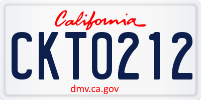 CA license plate CKT0212