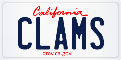 CA license plate CLAMS