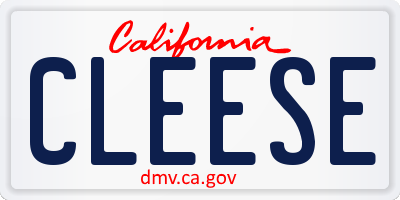 CA license plate CLEESE