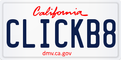 CA license plate CLICKB8