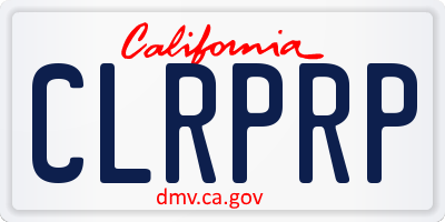 CA license plate CLRPRP