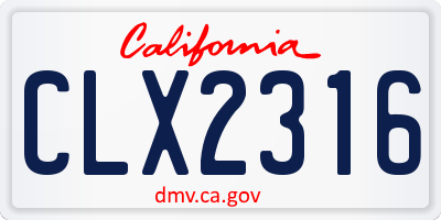 CA license plate CLX2316