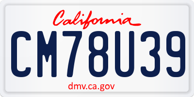 CA license plate CM78U39