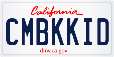 CA license plate CMBKKID