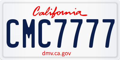 CA license plate CMC7777