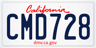 CA license plate CMD728