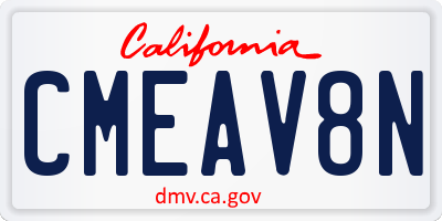 CA license plate CMEAV8N