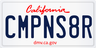 CA license plate CMPNS8R