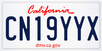 CA license plate CN19YYX