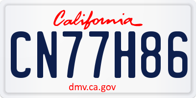 CA license plate CN77H86