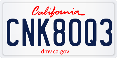 CA license plate CNK80Q3