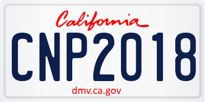 CA license plate CNP2018