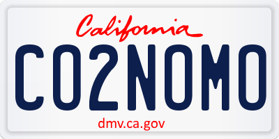 CA license plate CO2NOMO