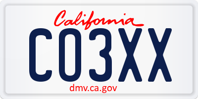 CA license plate CO3XX