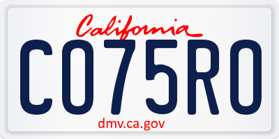 CA license plate CO75RO