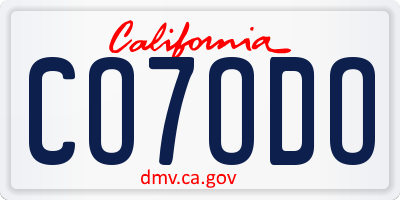 CA license plate CO7ODO