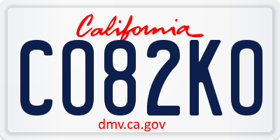 CA license plate CO82KO