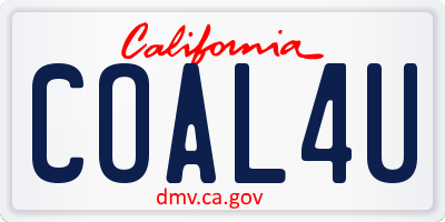 CA license plate COAL4U