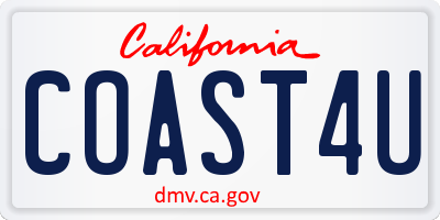 CA license plate COAST4U