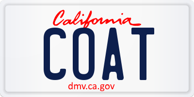 CA license plate COAT