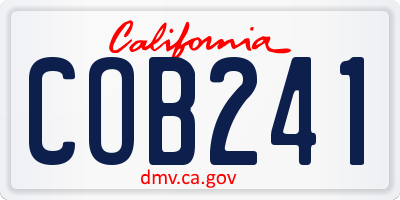 CA license plate COB241