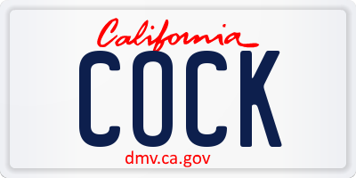 CA license plate COCK