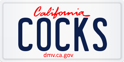 CA license plate COCKS