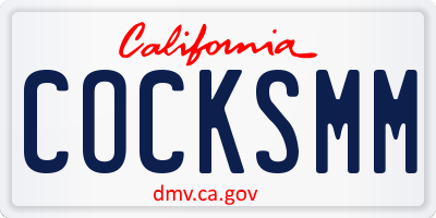 CA license plate COCKSMM