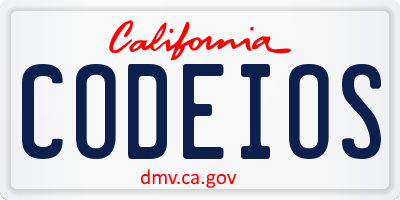 CA license plate CODEIOS