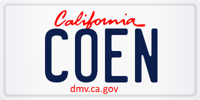 CA license plate COEN