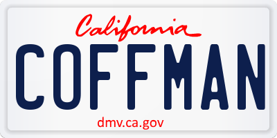 CA license plate COFFMAN