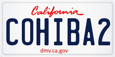 CA license plate COHIBA2