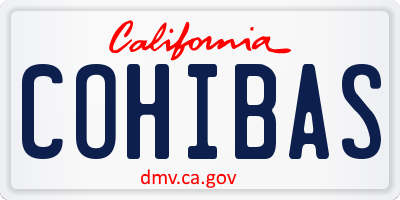 CA license plate COHIBAS