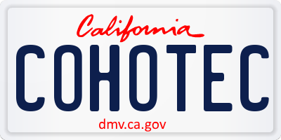 CA license plate COHOTEC