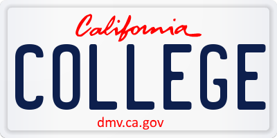 CA license plate COLLEGE