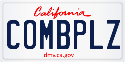CA license plate COMBPLZ