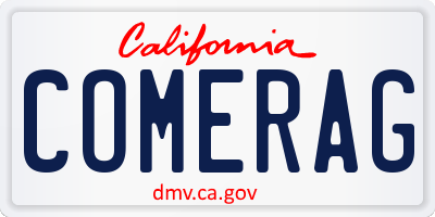 CA license plate COMERAG