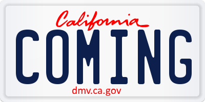 CA license plate COMING